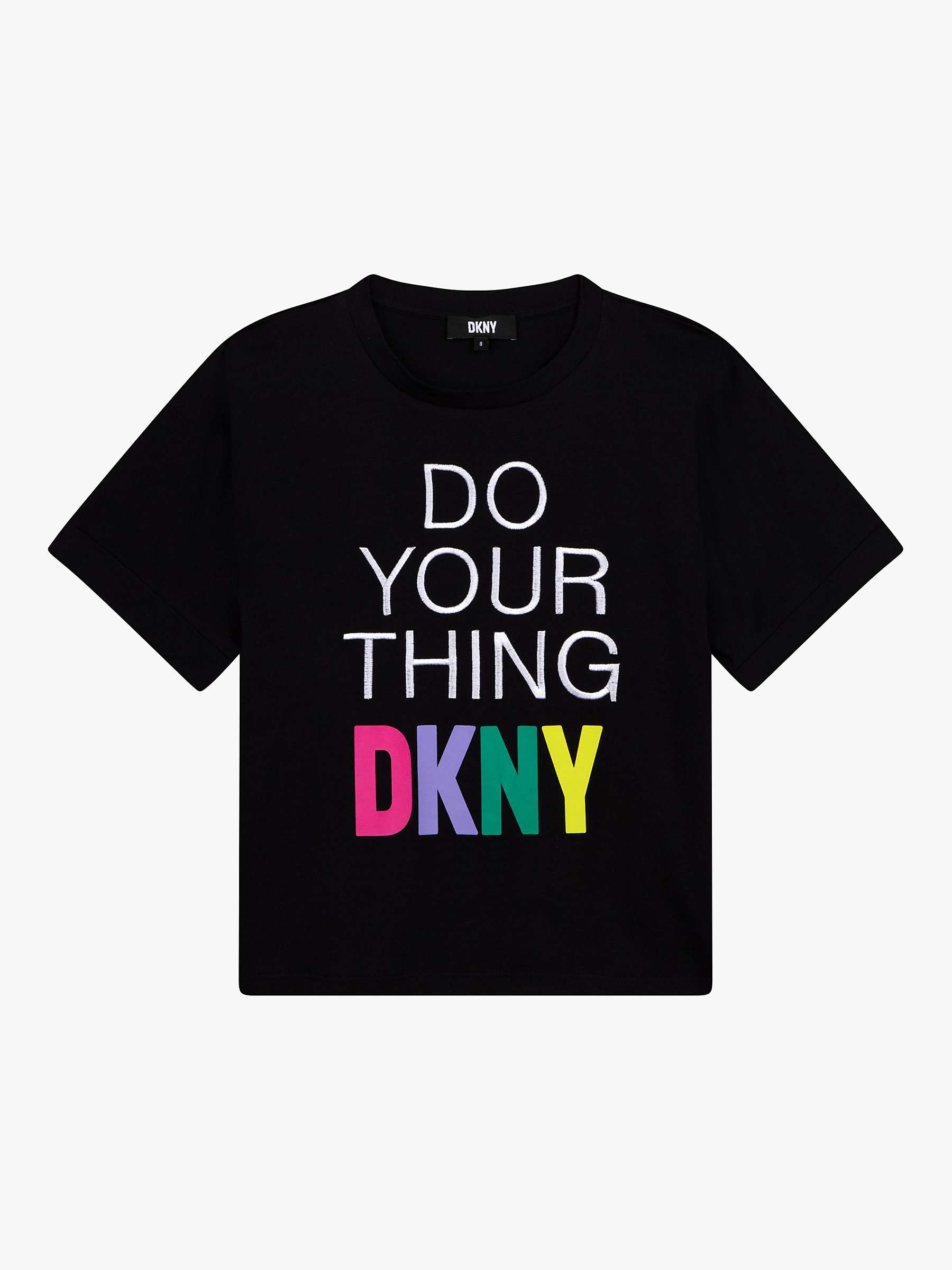 DKNY Kids' Do Your Thing Bold Logo T-Shirt, Black at John Lewis & Partners