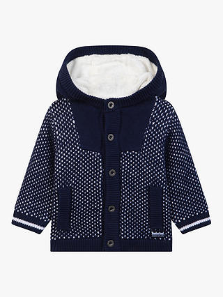 Timberland Baby Knitted Spot Hooded Cardigan, Navy