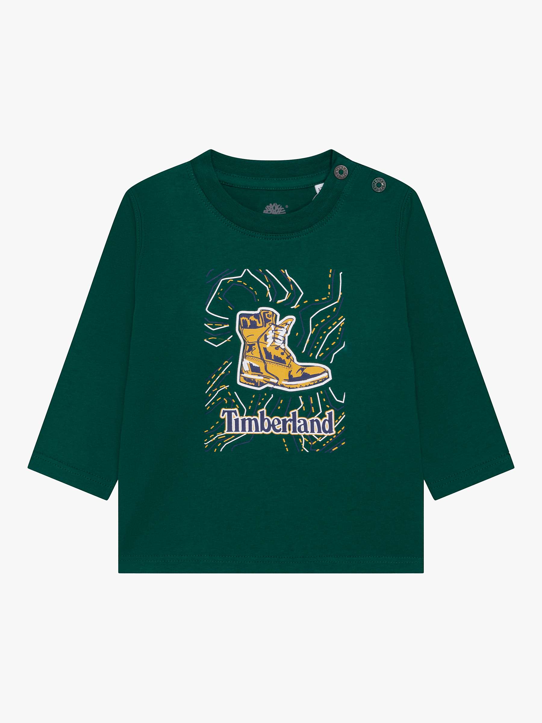 Buy Timberland Baby Yellow Boots Print Organic Cotton Long Sleeved T-Shirt, Dark Green Online at johnlewis.com