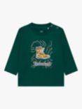 Timberland Baby Yellow Boots Print Organic Cotton Long Sleeved T-Shirt, Dark Green