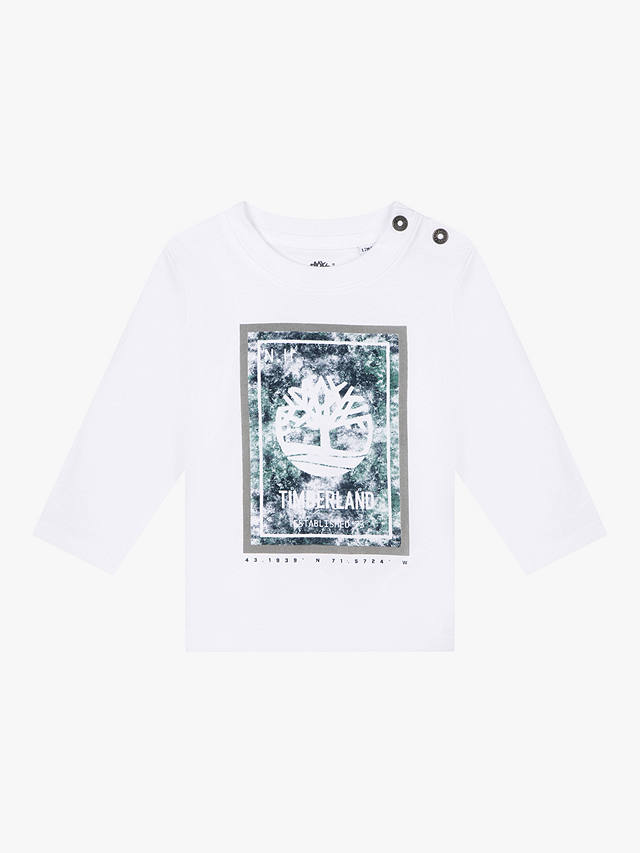 Timberland Baby Organic Cotton Logo Long Sleeve T-Shirt, White