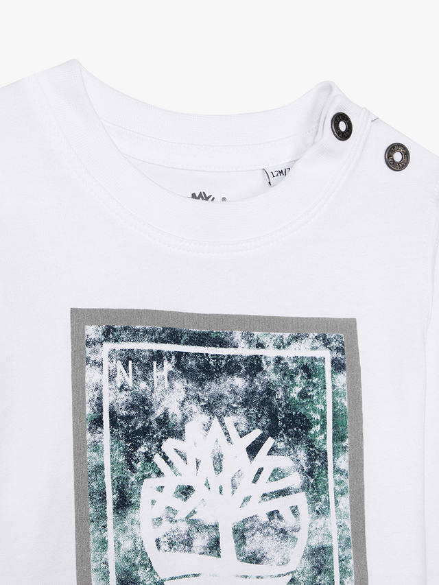 Timberland Baby Organic Cotton Logo Long Sleeve T-Shirt, White
