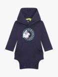Timberland Baby Boot Graphic Logo Hooded Bodysuit, Navy