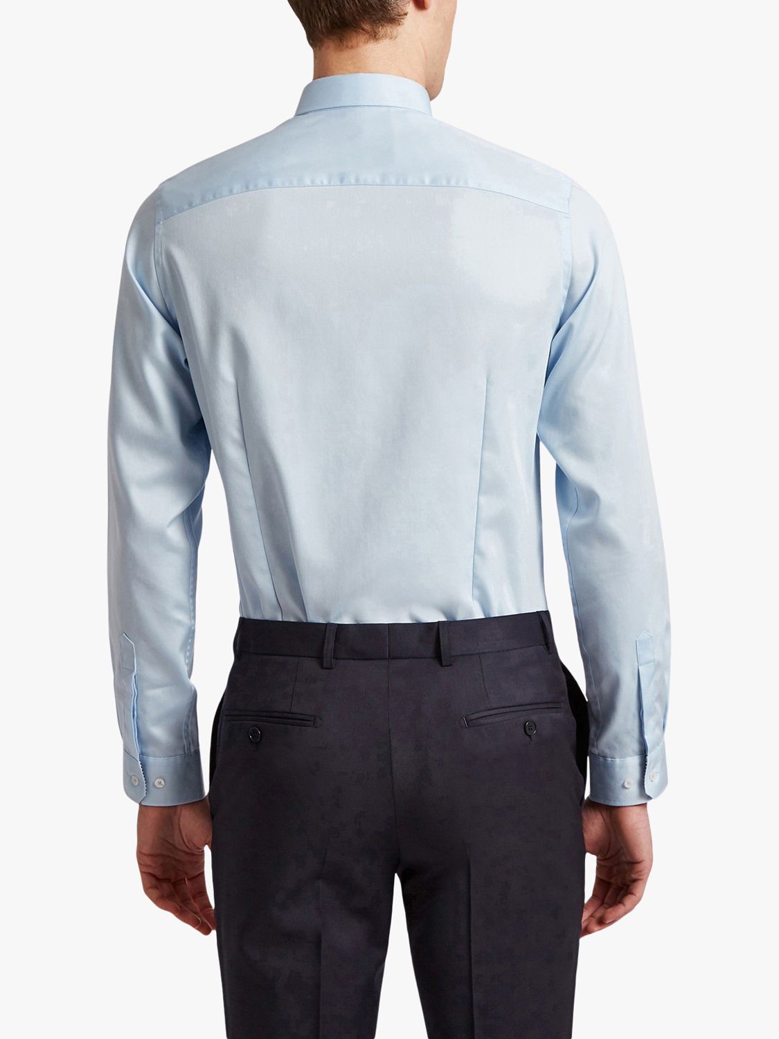 Ted Baker Sateen Slim Fit Shirt, 150 Blue Light, 15R