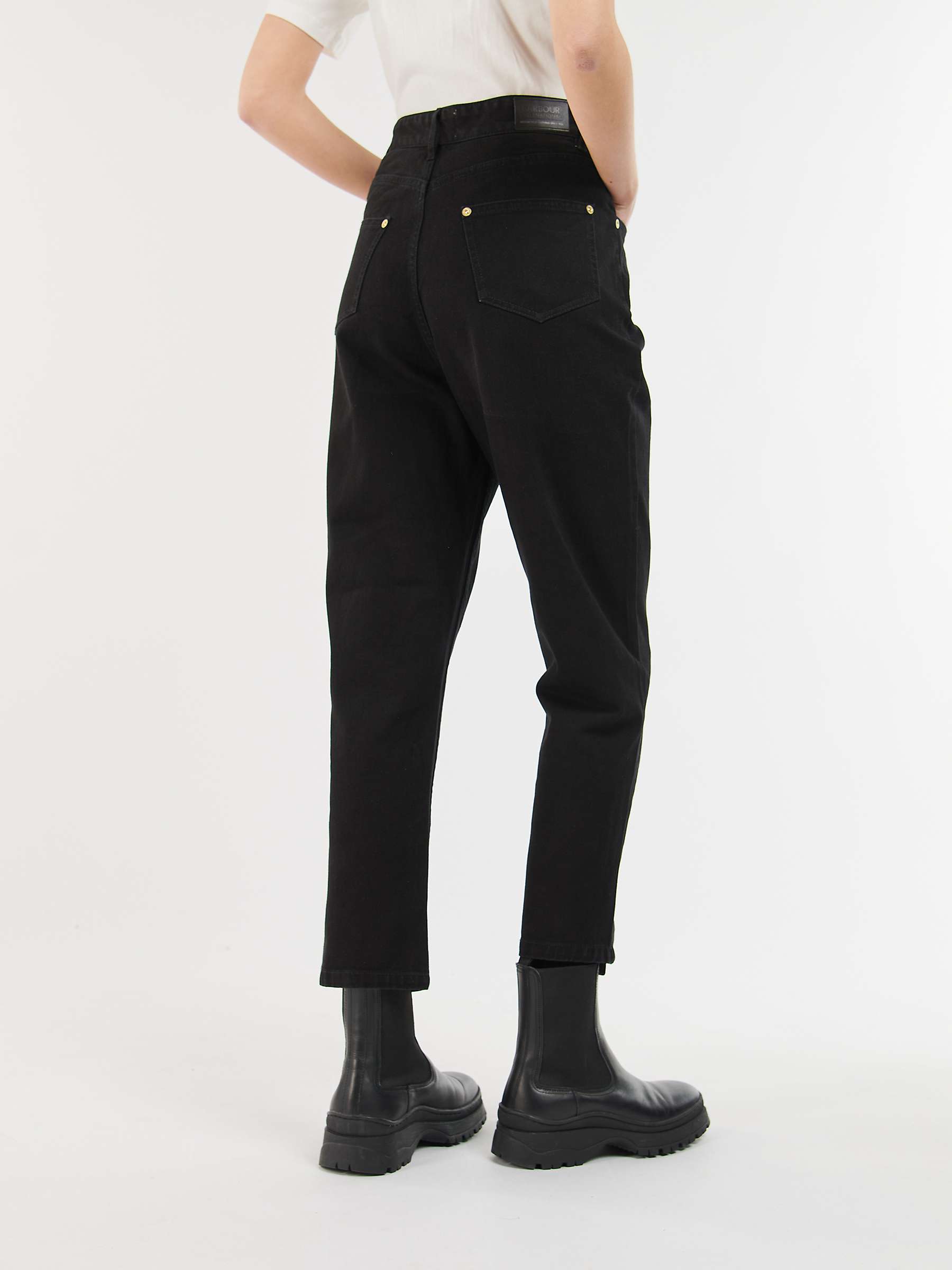 Buy Barbour International Garcia High Rise Jeans, Black Online at johnlewis.com