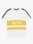 HUGO BOSS Kids' Stripe Logo Polo Shirt, White