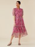 Finery Peggy Floral Print Midi Shirt Dress, Pink/Multi