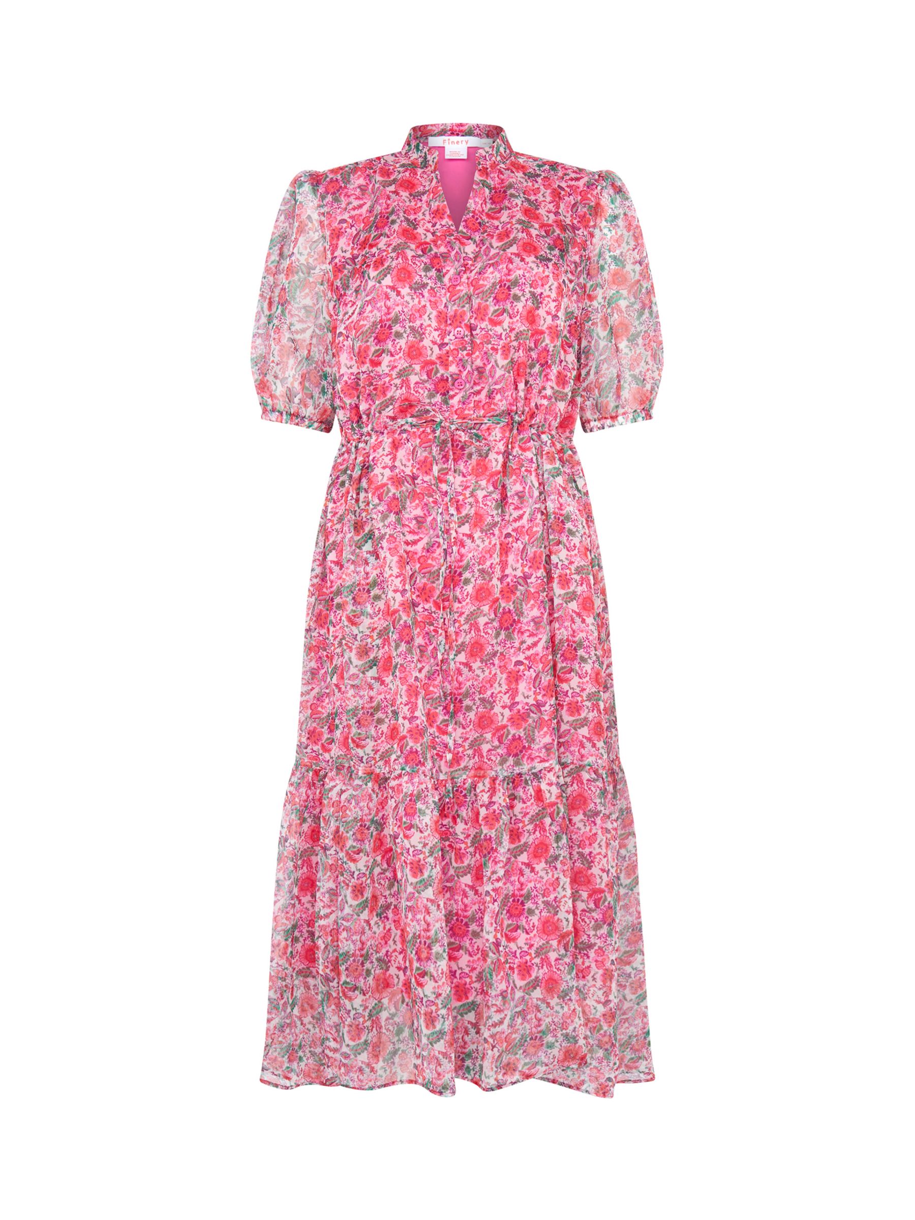 Finery Peggy Floral Print Midi Shirt Dress, Pink/Multi at John Lewis ...