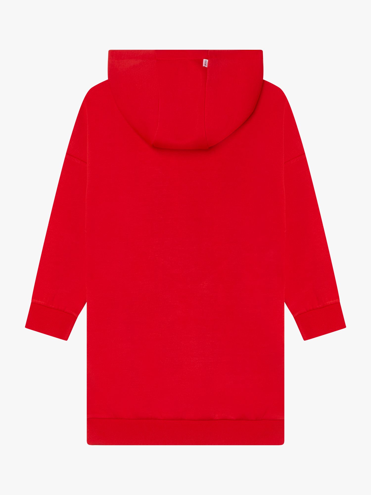HUGO BOSS Kids' Logo Hooded Dress, Red Crimson, 4 years