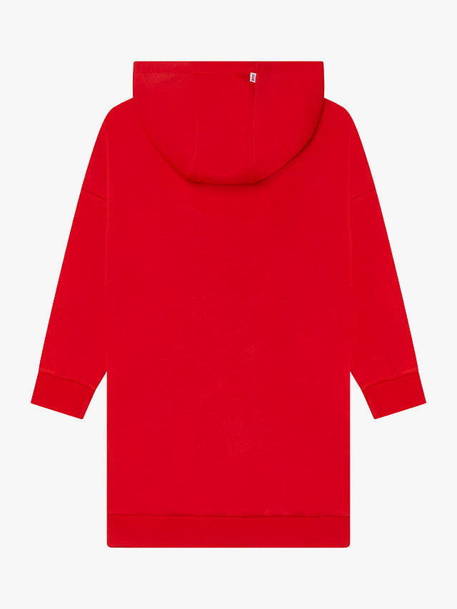 HUGO BOSS Kids' Logo Hooded Dress, Red Crimson