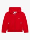 BOSS Kids' Embroidered Logo Hooded Cardigan, Red Crimson