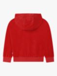 HUGO BOSS Kids' Embroidered Logo Velvet Hoodie, Red Crimson
