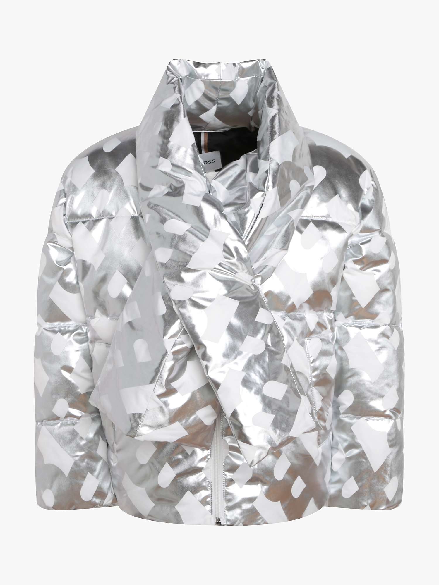 Buy HUGO BOSS Kids' Metallic Padded Scarf Neck Jacket, Off White Online at johnlewis.com