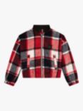 BOSS Kids' Check Varsity Jacket, Red Crimson