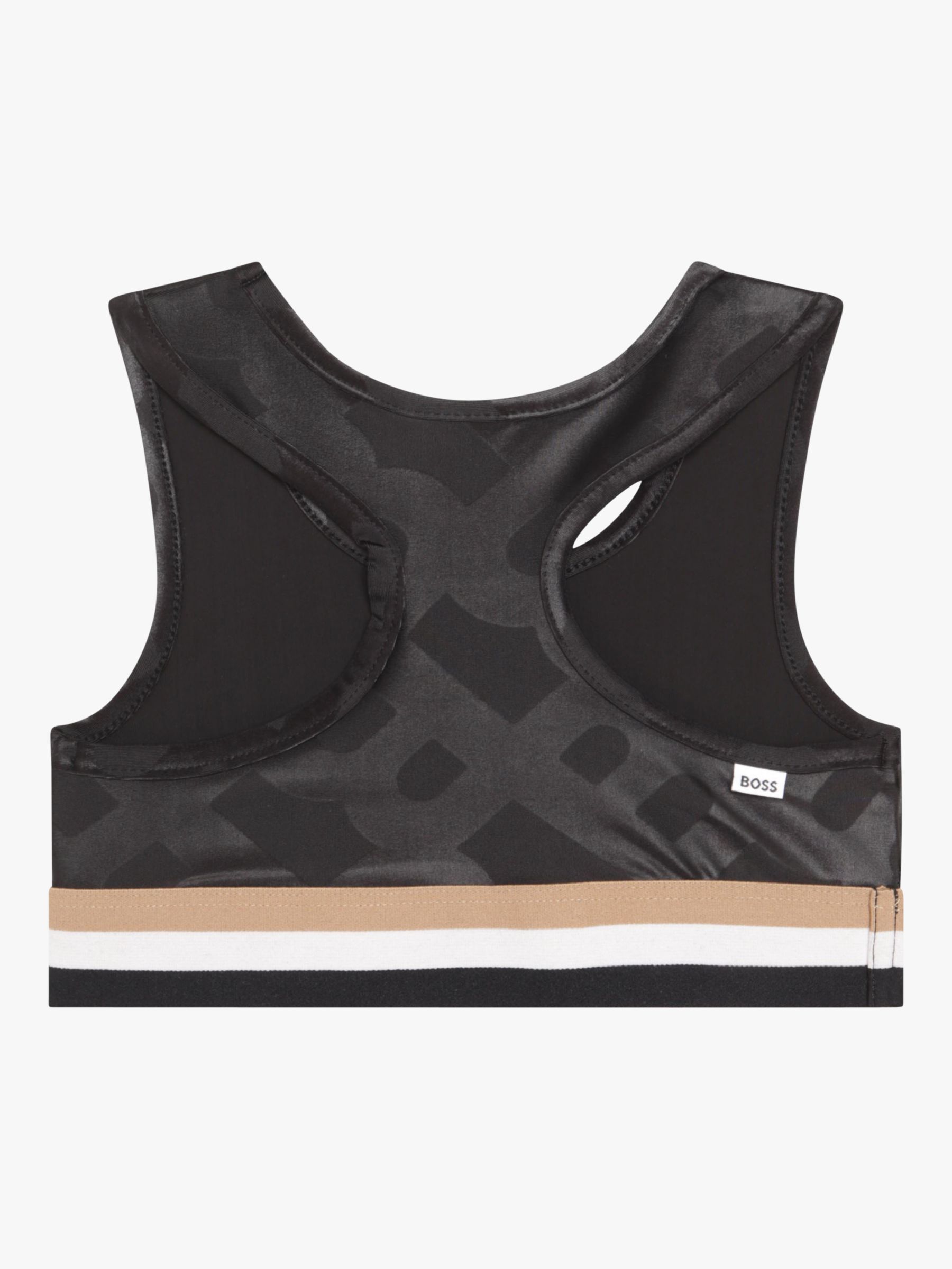 BOSS - Kids' sports bra with signature stripes and logo