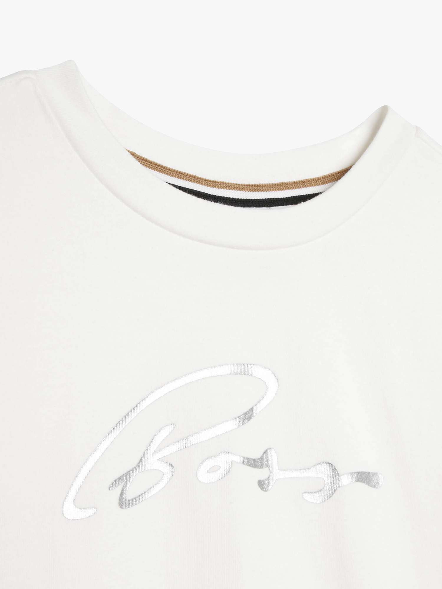 Buy HUGO BOSS Kids' Script Logo Long Sleeve T-Shirt, White Online at johnlewis.com