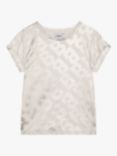 HUGO BOSS Kids' Metallic Monogram Logo T-Shirt, White