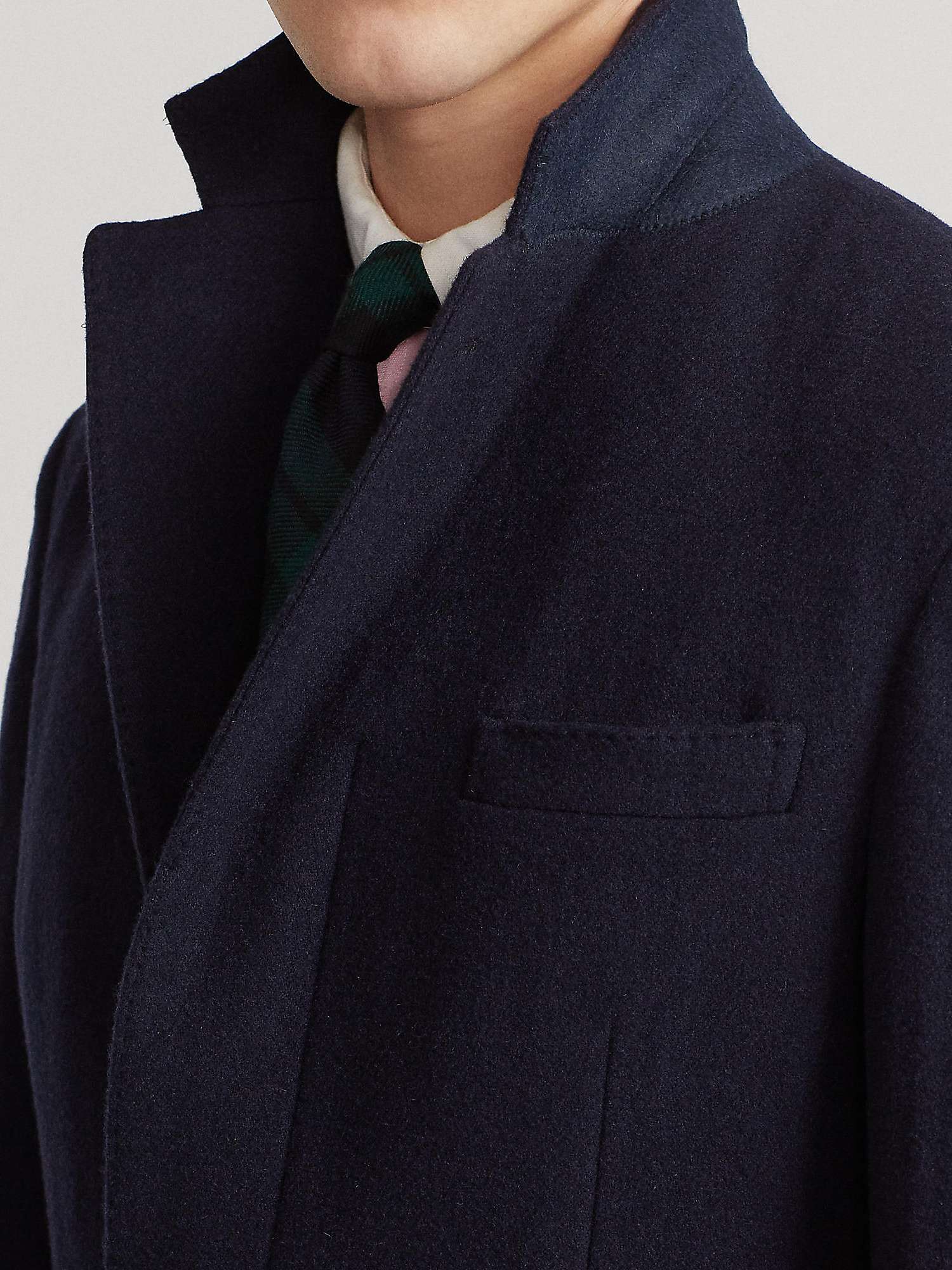 Polo Ralph Lauren Paddock Wool Blend Tailored Coat, Navy/Blackwatch at