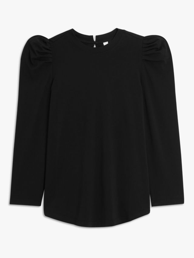 AND/OR Nona Plain Ruffle Sleeve Jersey Top, Black, 6