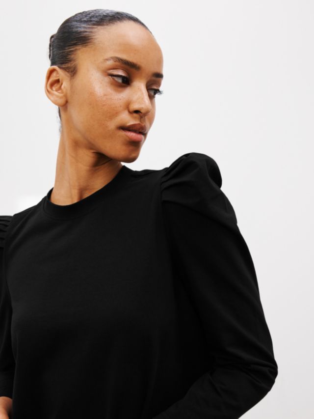 AND/OR Nona Plain Ruffle Sleeve Jersey Top, Black, 6