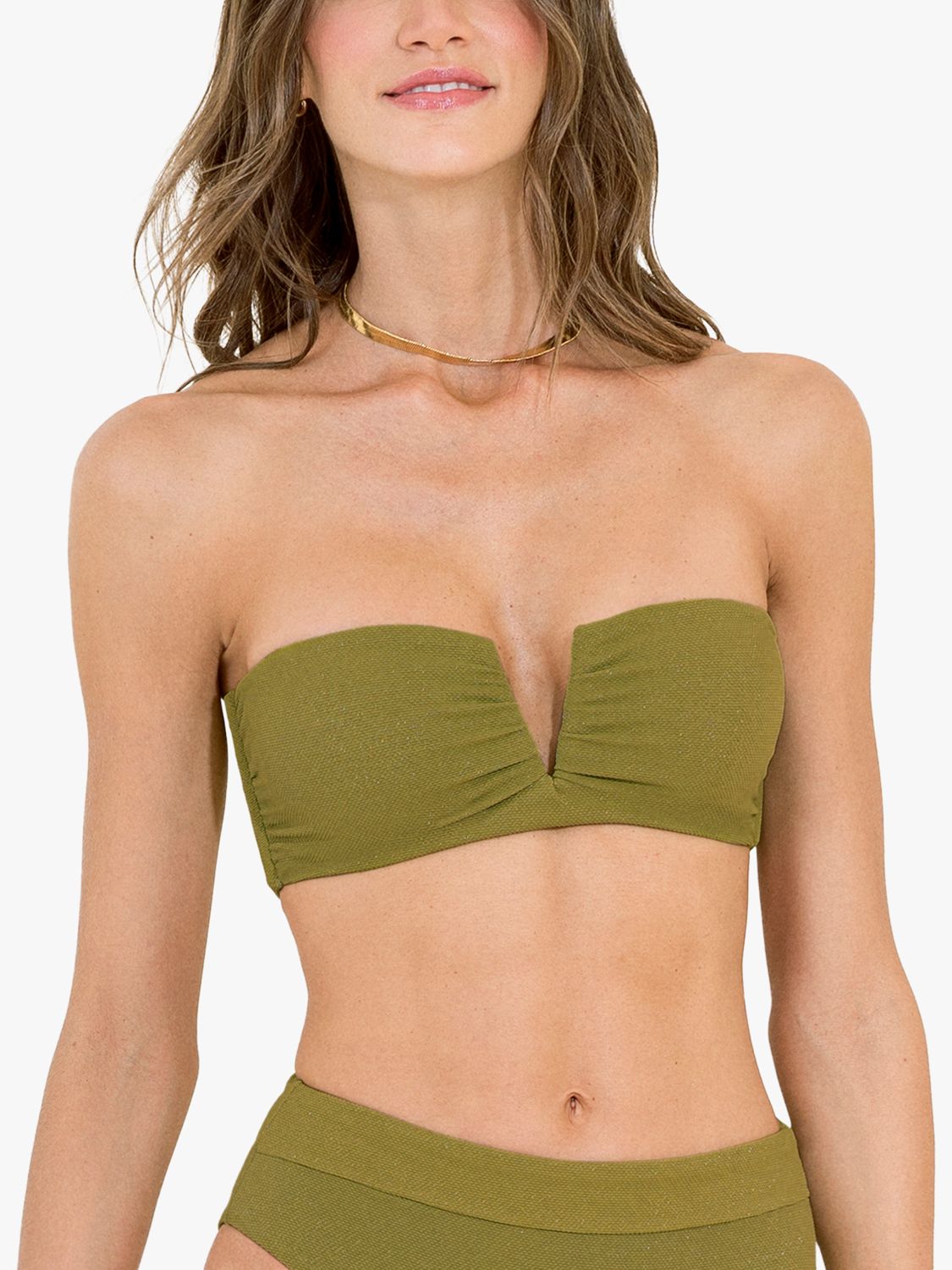 Crocodile Green Ursule V-Wire Bandeau Bikini Top