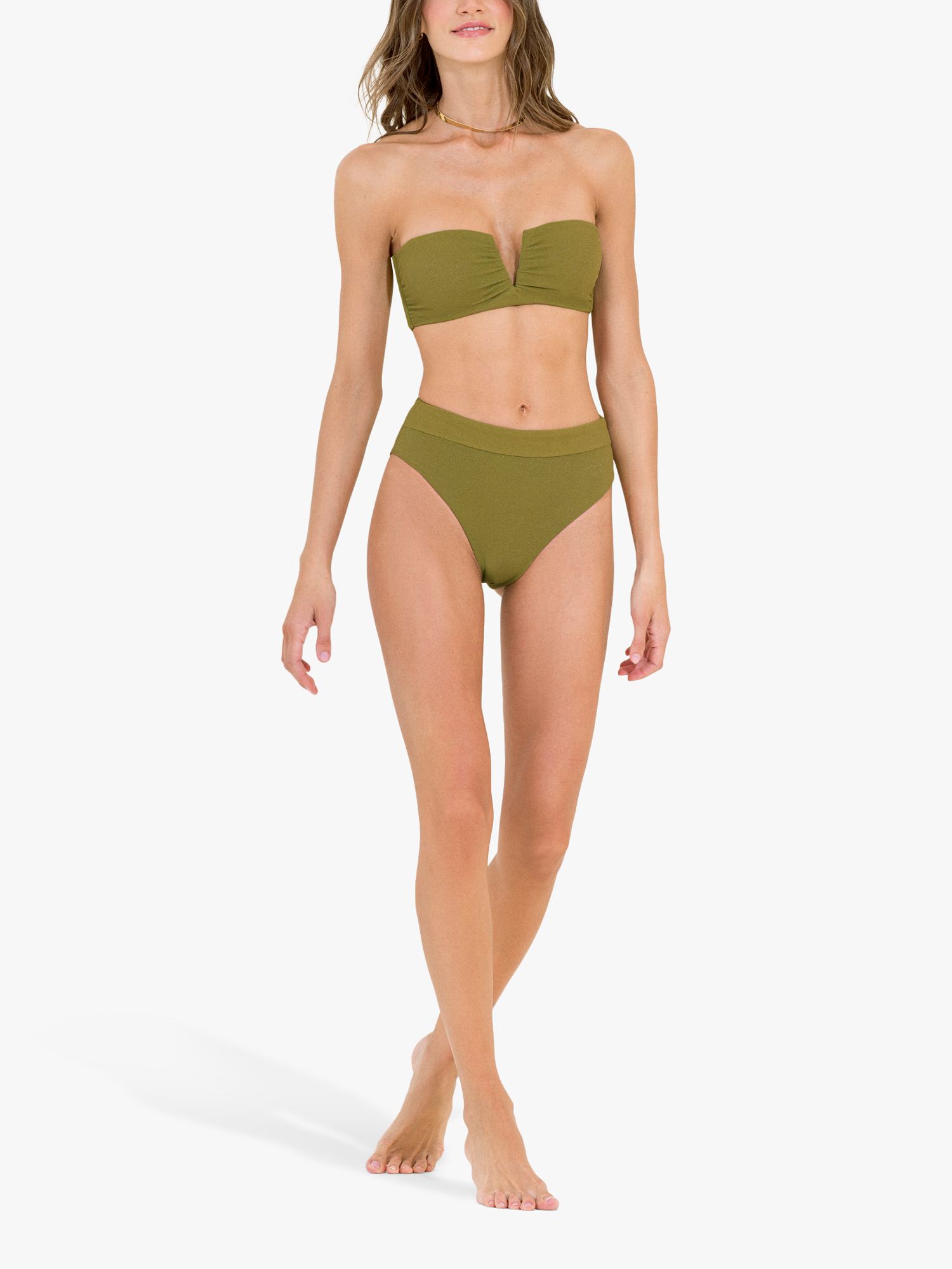 Maaji Fliker V Notch Reversible Bandeau Bikini Top, Green, S