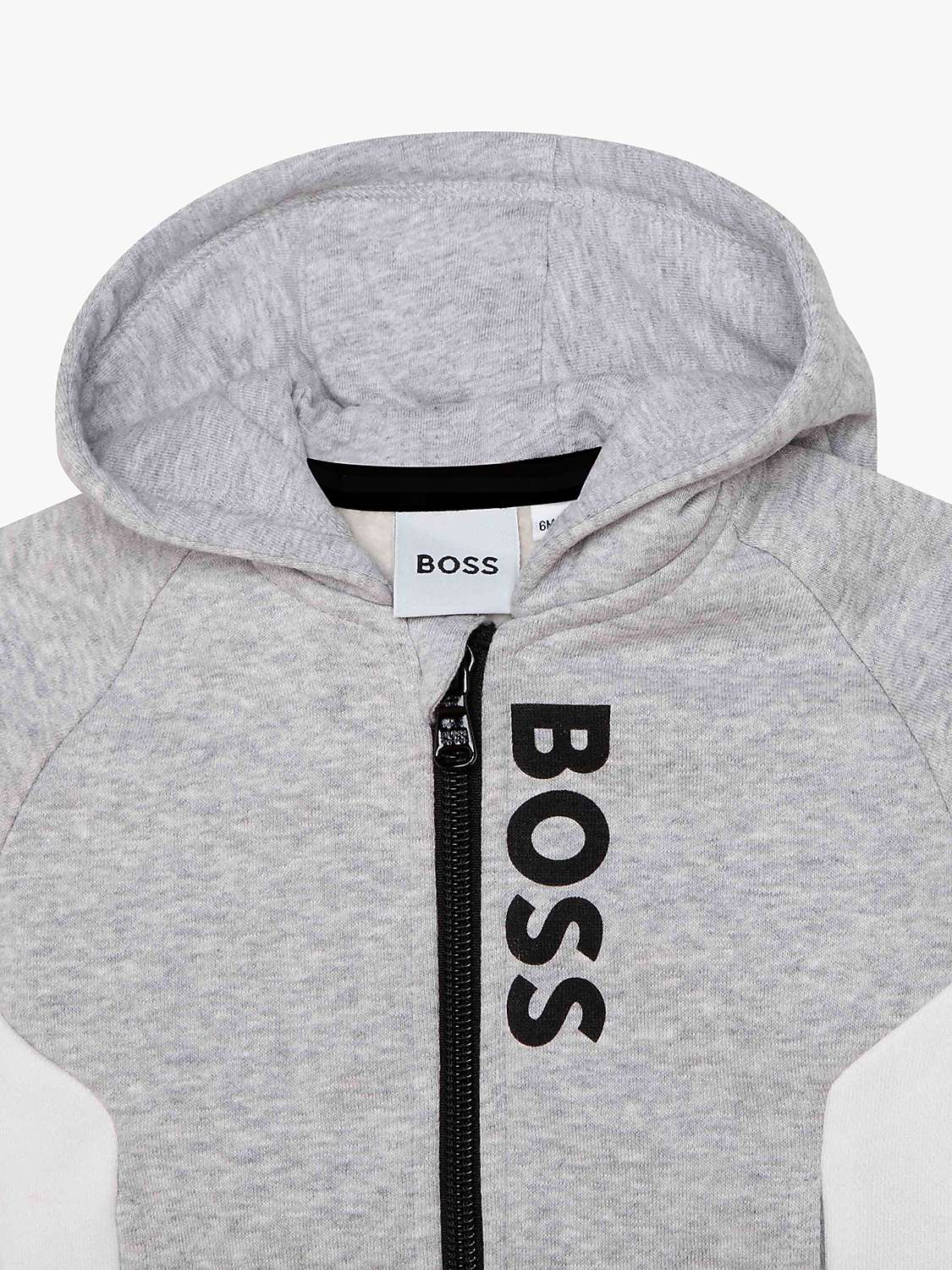 Buy HUGO BOSS Baby Fleece Side Panel Hoodie, Light Grey Online at johnlewis.com