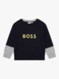 HUGO BOSS Baby Logo Mock Sleeve Jersey Top, Navy