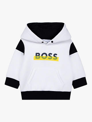 HUGO BOSS Baby Colour Block Stripe Logo Hoodie, White