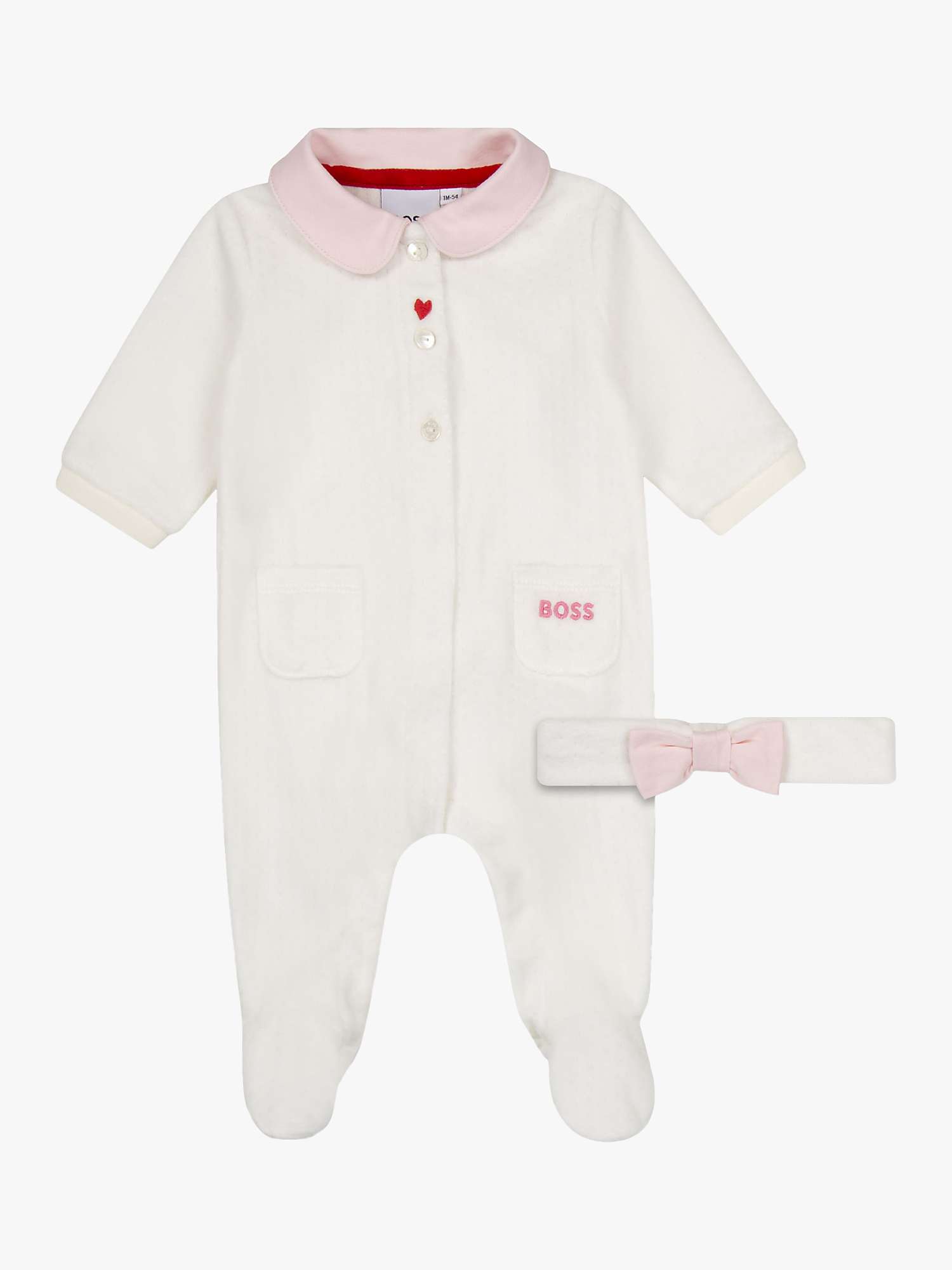 Buy HUGO BOSS Baby Sleepsuit And Headband Set, Off White Online at johnlewis.com