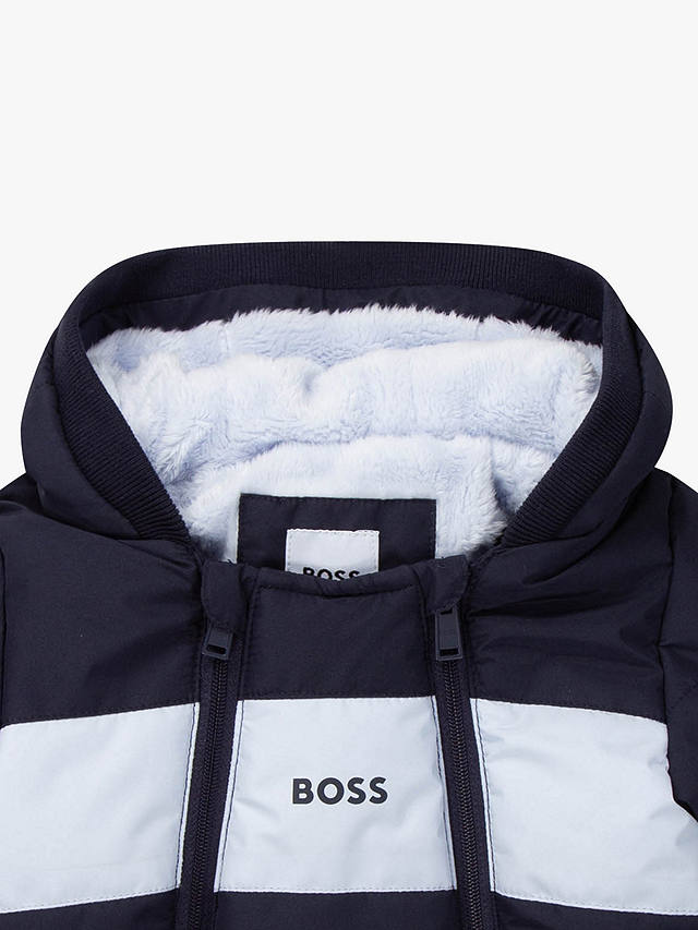 HUGO BOSS Baby Colour Block Double Zip Snowsuit, Navy