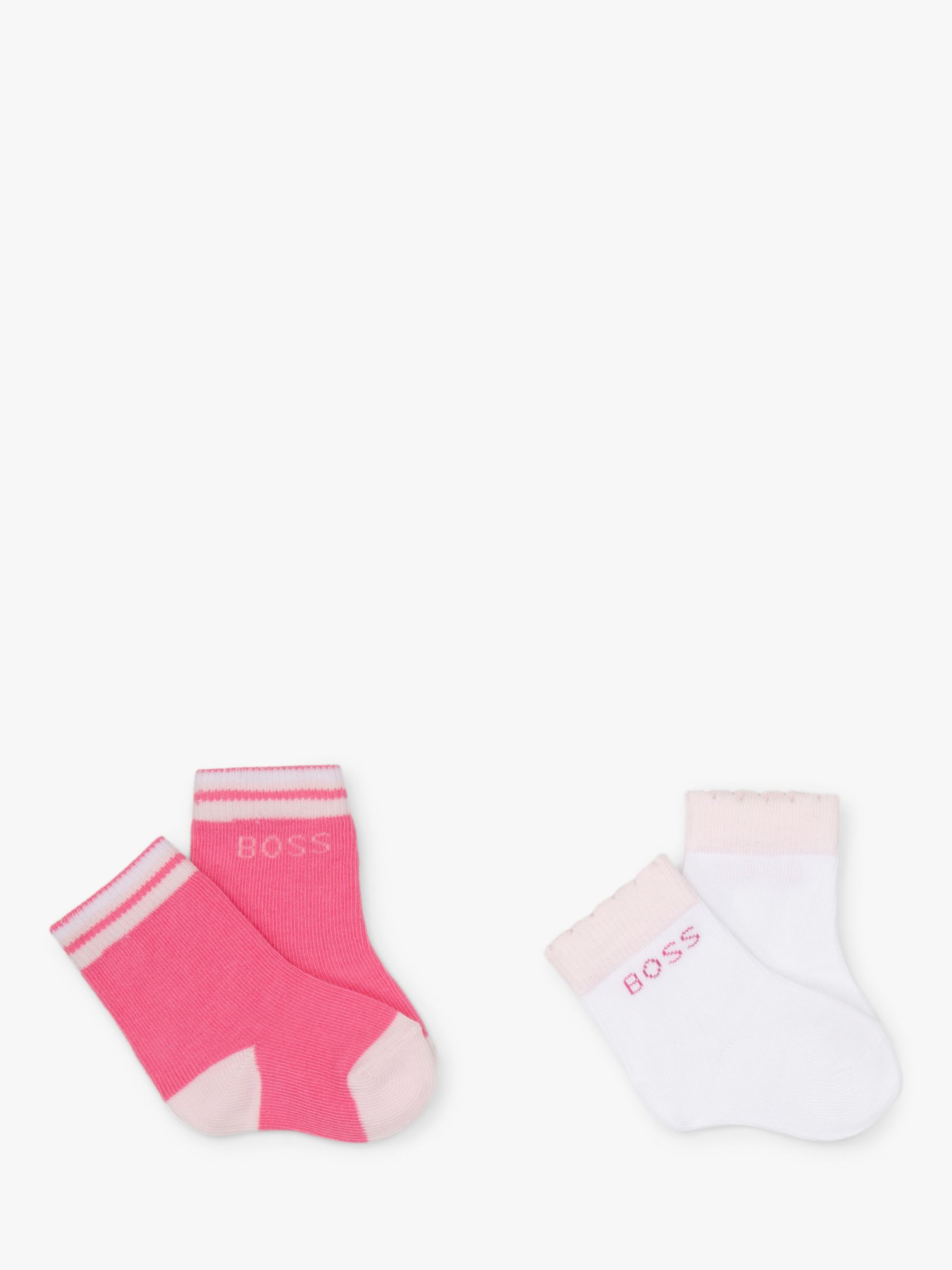 pouch Månenytår fiktiv HUGO BOSS Baby Logo & Stripe Ankle Socks, Pack of 2, White/Pink, 0-3 months