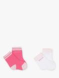 HUGO BOSS Baby Logo & Stripe Ankle Socks, Pack of 2, White/Pink