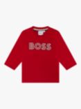 HUGO BOSS Baby Logo Outline Long Sleeve Jersey Top, Coral