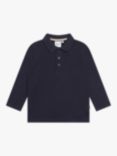 HUGO BOSS Baby Long Sleeve Pique Cotton Polo Shirt, Navy
