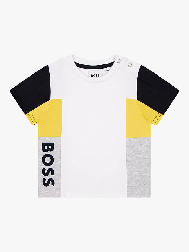HUGO BOSS Baby Colour Block Logo T-Shirt, White/Multi
