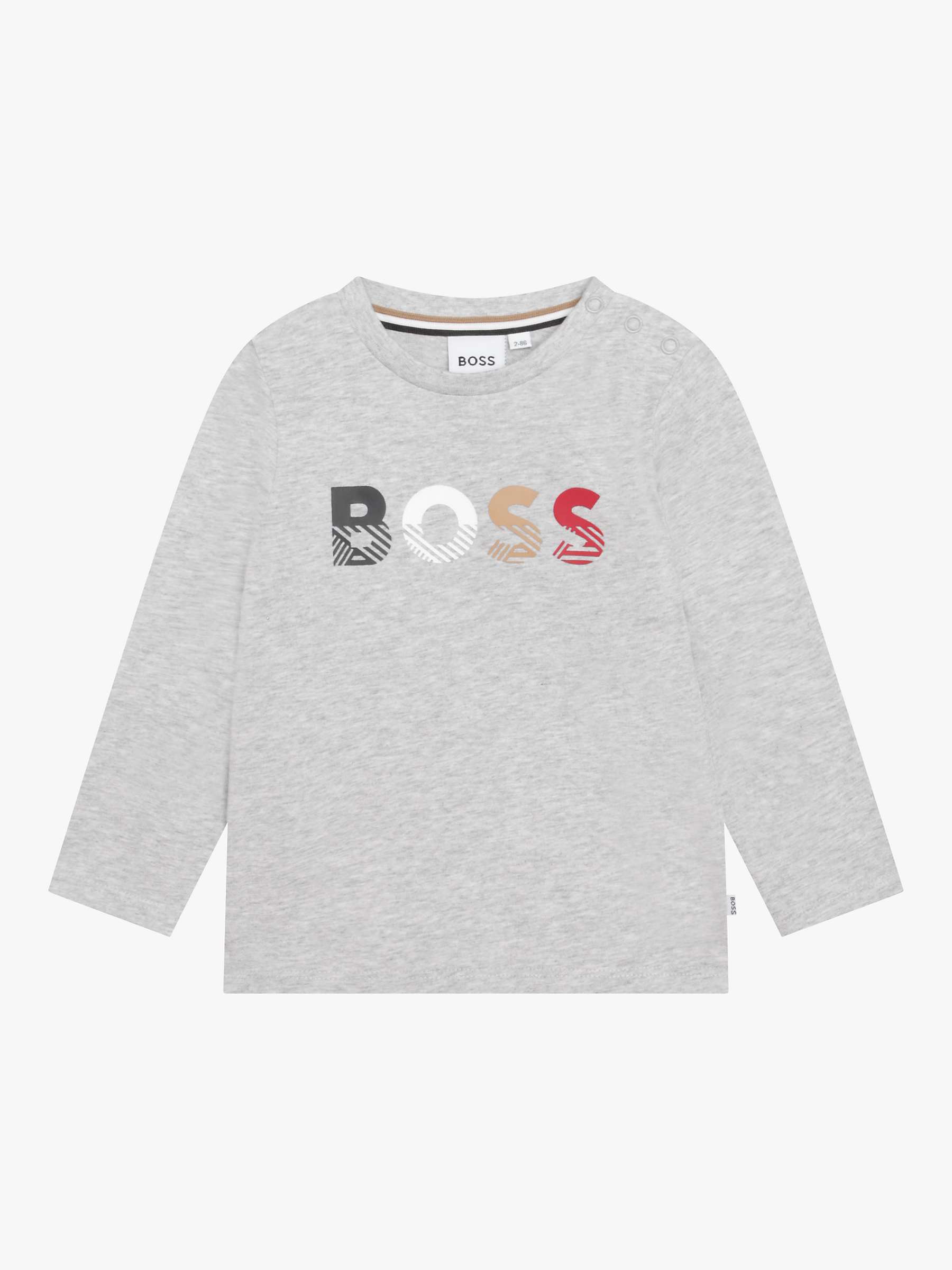 Buy HUGO BOSS Baby Hatched Logo Long Sleeve Jersey Top, Light Grey Online at johnlewis.com
