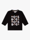 HUGO BOSS Baby Wave Logo Long Sleeve Jersey Top, Black