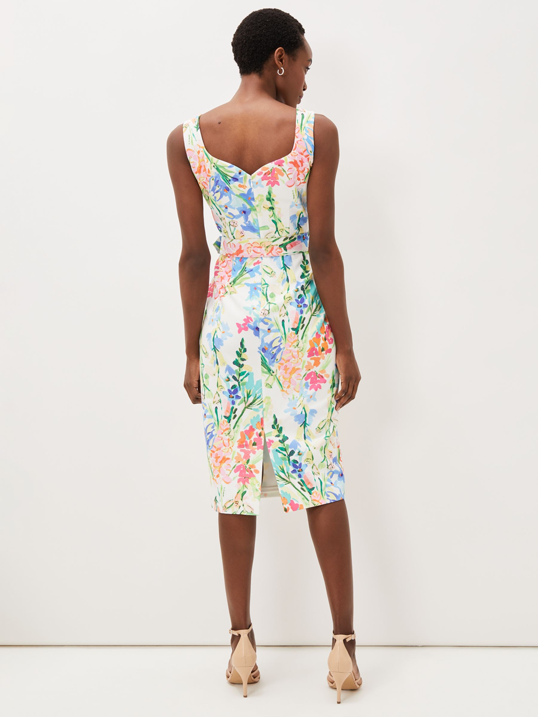 Phase Eight Serina Floral Belt Midi Dress Ivorymulti At John Lewis And Partners 