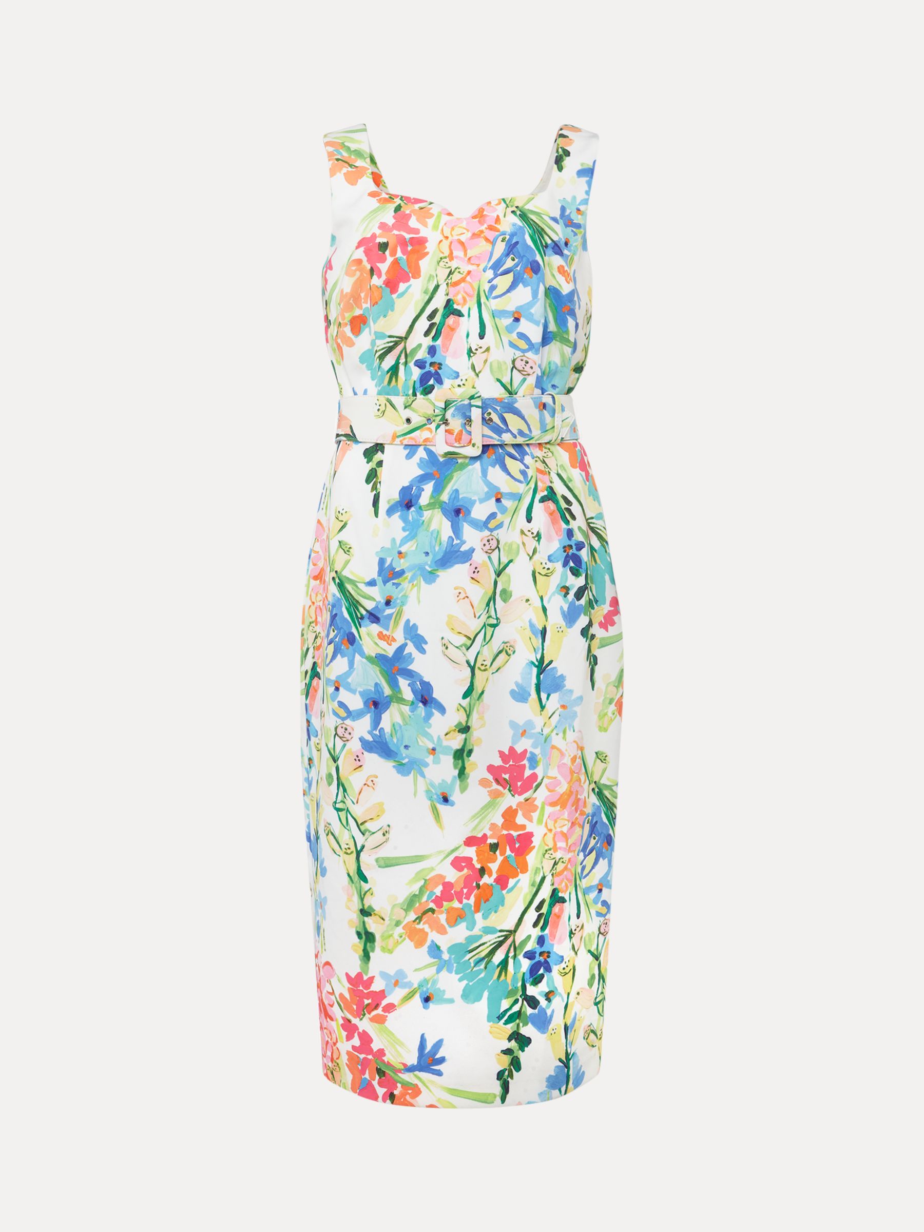 Buy Phase Eight Serina Floral Belt Midi Dress, Ivory/Multi Online at johnlewis.com