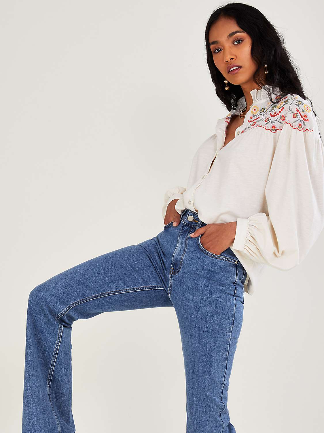 Monsoon Flare Jeans, Blue at John Lewis & Partners