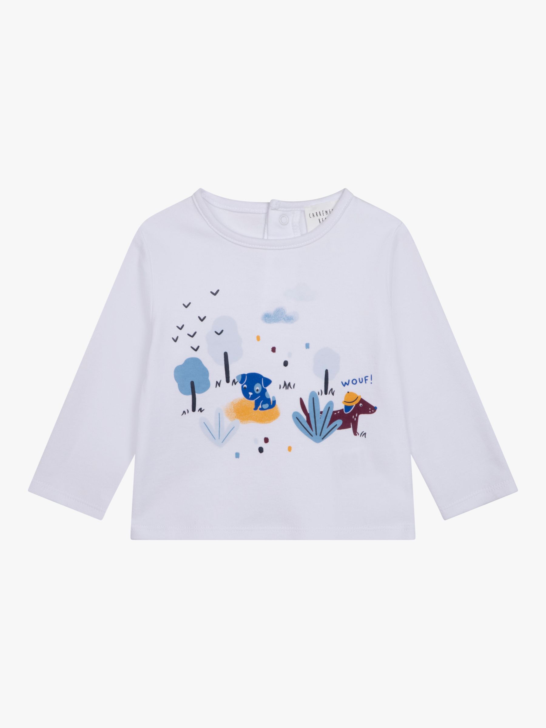 Carrément Beau Baby Dog & Tree Jersey Top, White at John Lewis & Partners