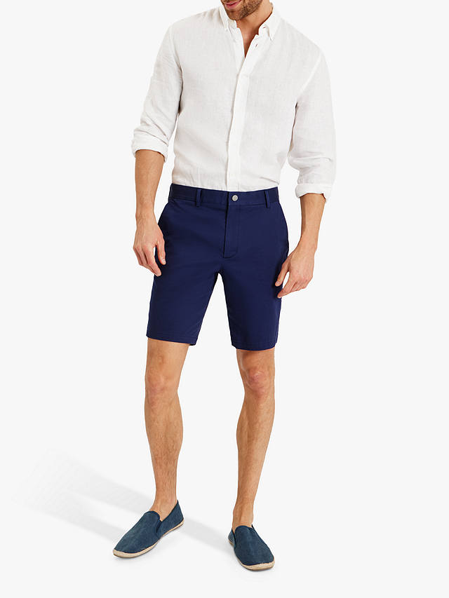 SPOKE Sharps Cotton Blend Broad Thigh Shorts, Navy