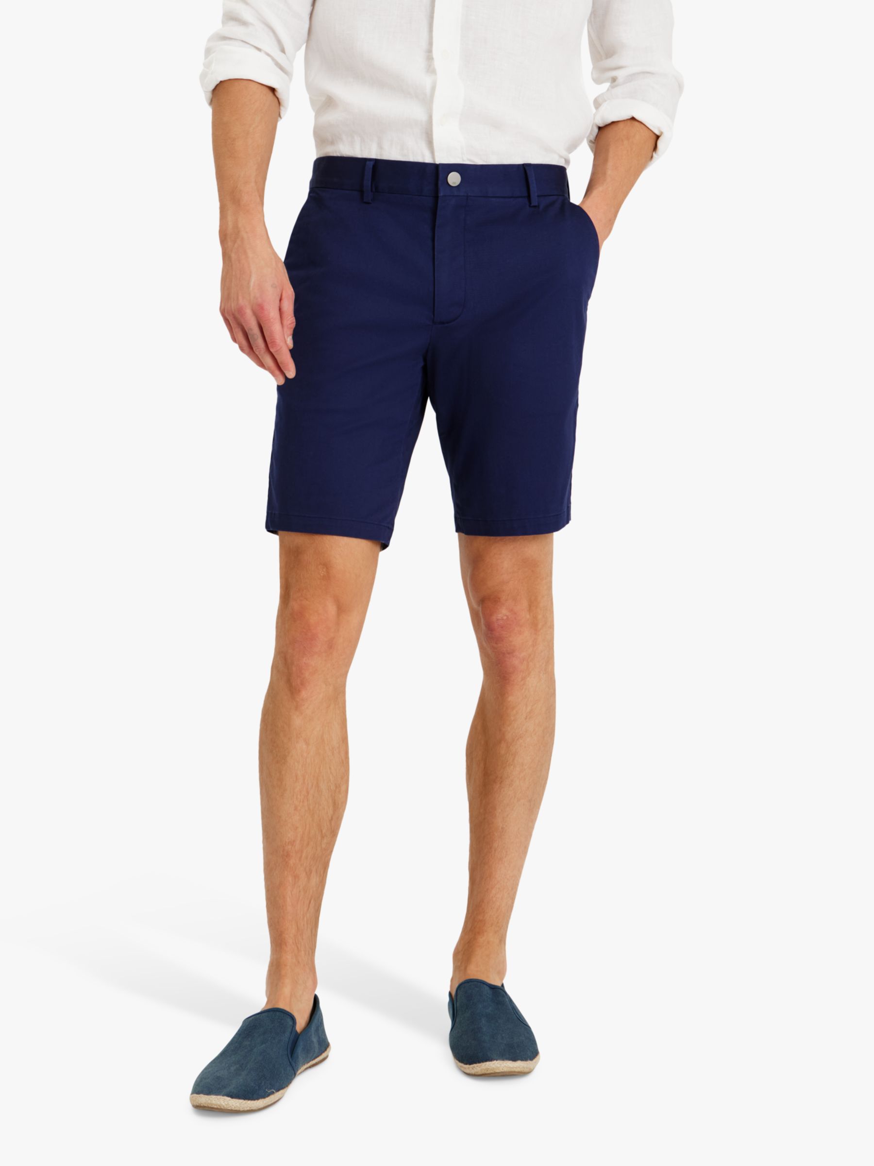 SPOKE Sharps Cotton Blend Narrow Thigh Shorts, Navy, 28S
