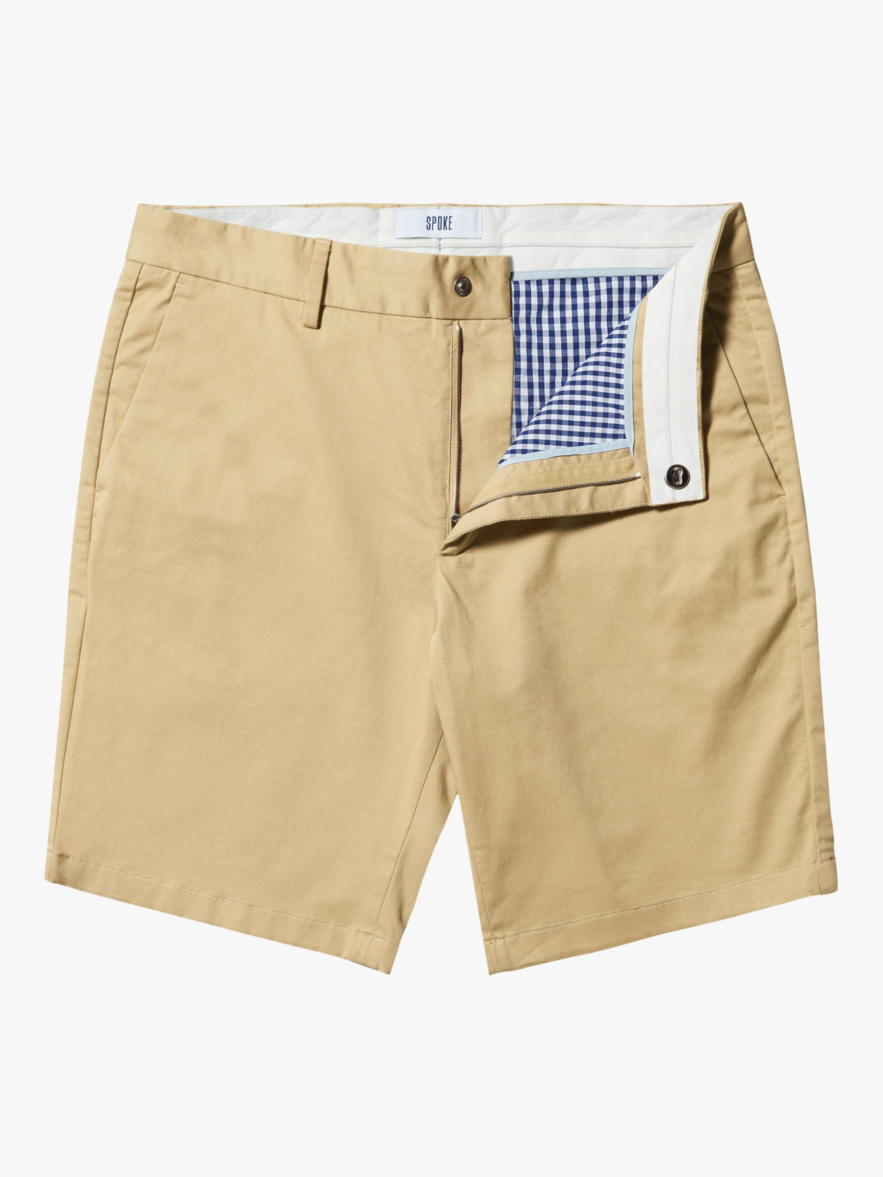 SPOKE Sharps Cotton Blend Broad Thigh Shorts, Khaki, 28L