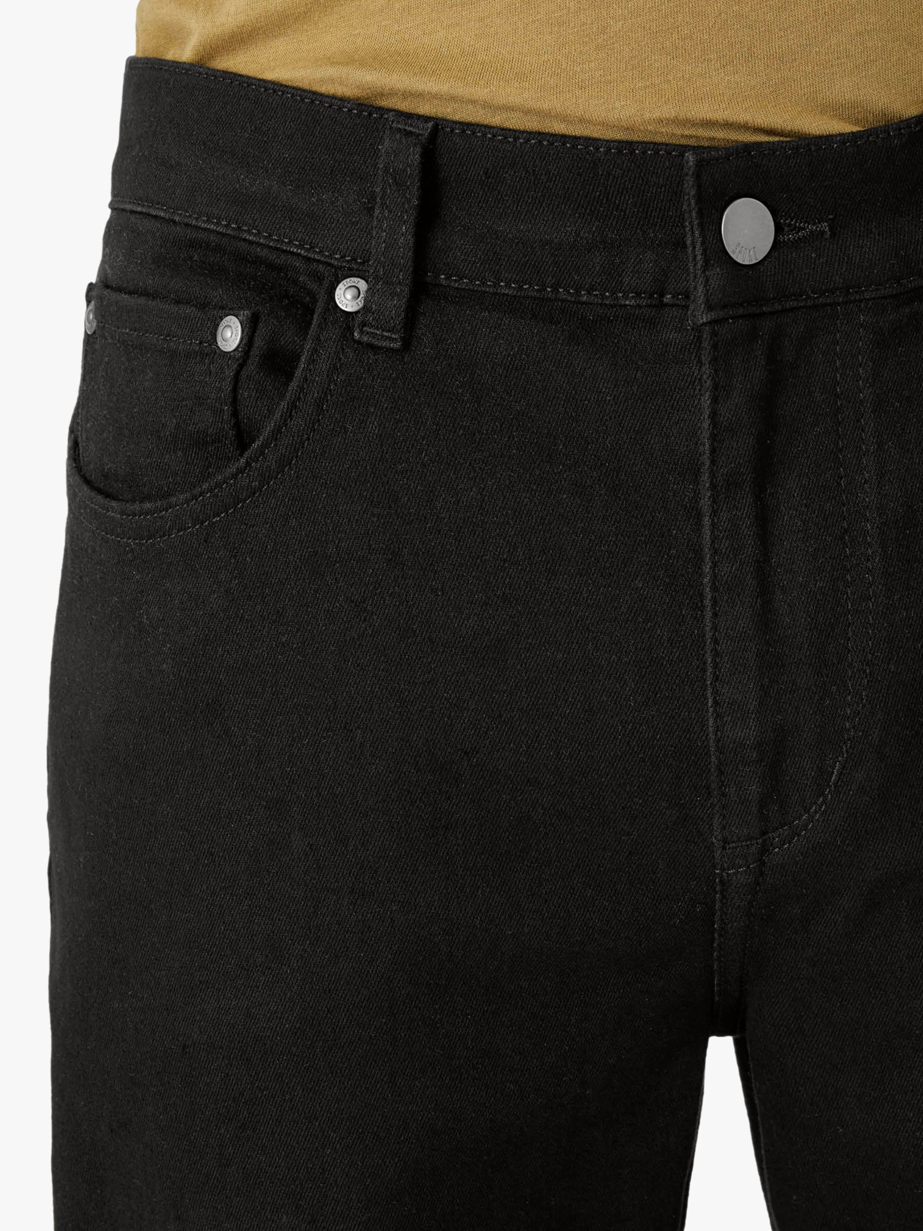 SPOKE 10oz Travel Denim Slim Thigh Jeans, Black at John Lewis & Partners