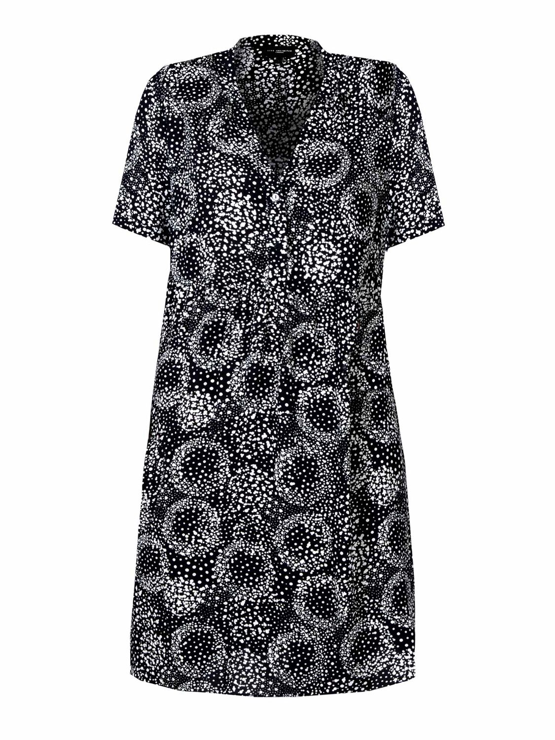 Live Unlimited Cluster Spot Print Dress, Black/Ivory at John Lewis ...