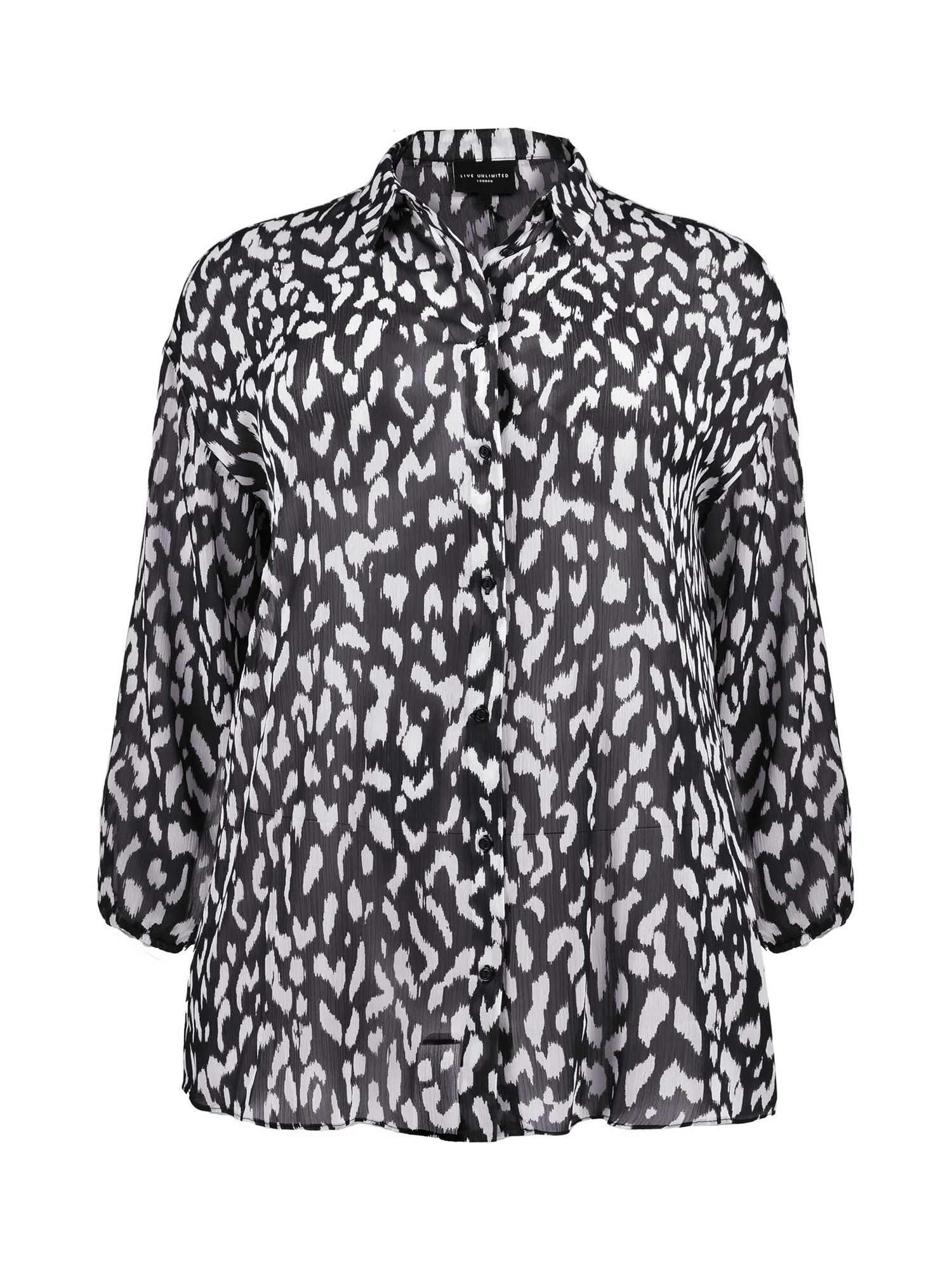 Live Unlimited Chiffon Monochrome Abstract Print Blouse, Ivory/Black at ...