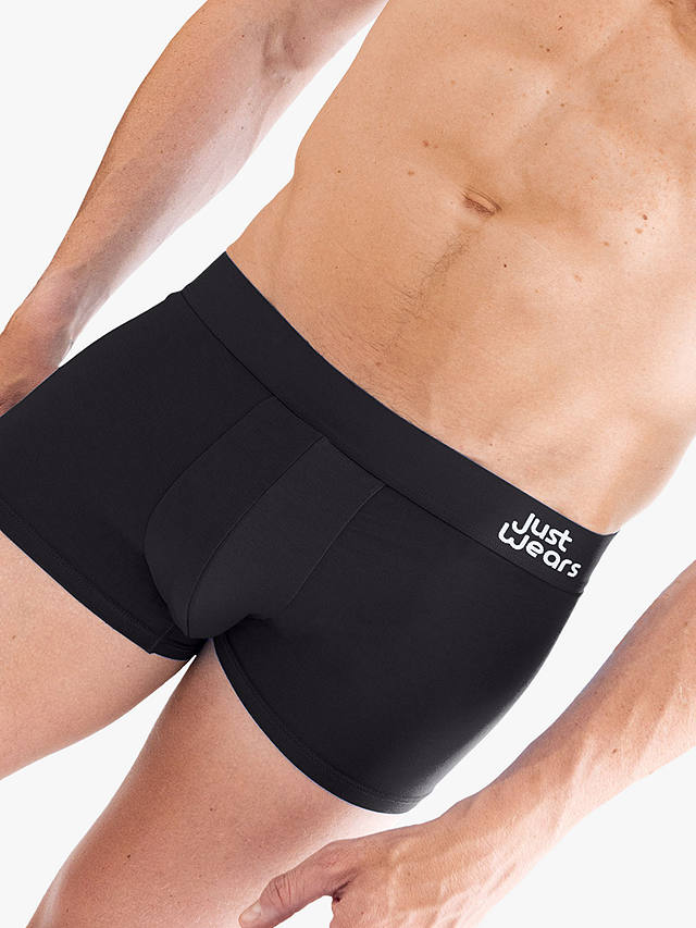 JustWears Active Trunks, Pack of 3, All Black
