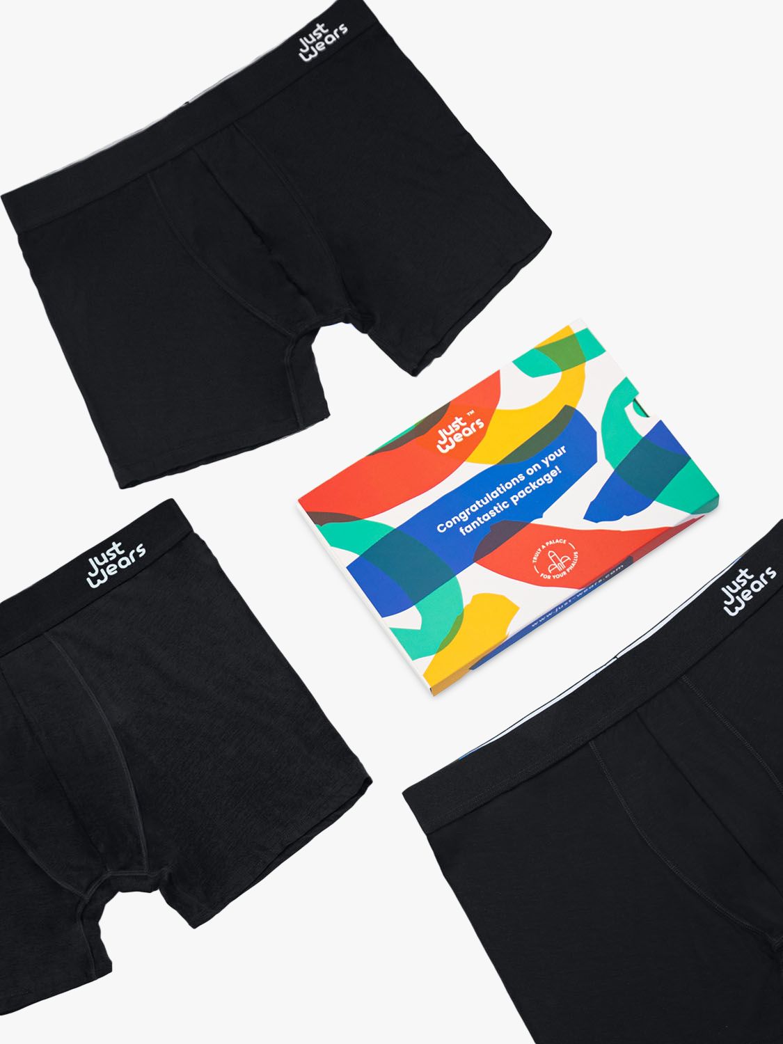 JustWears Pro Boxers, Pack of 3, All Black, S